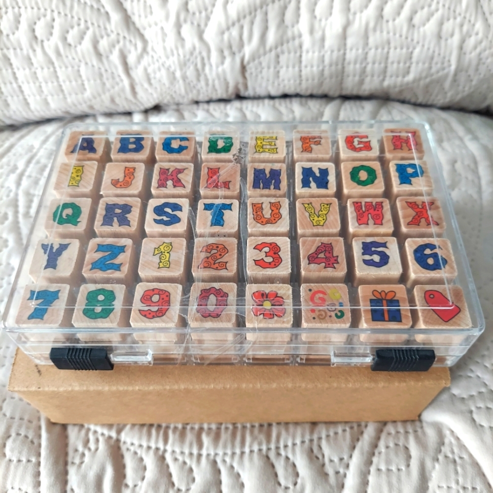 Letter and Number stamp set 40 pieces upper case in case New Sealed Case